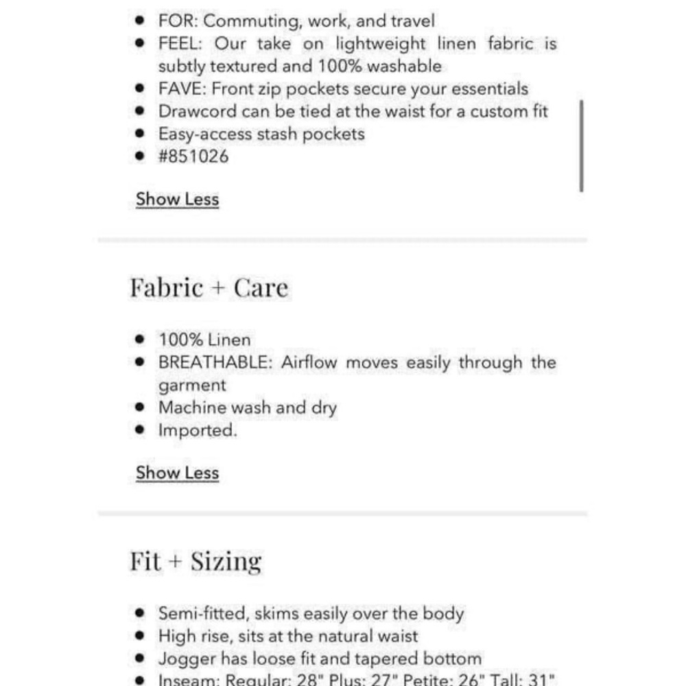 Athleta Cabo Linen Jogger Chambray Texture Size 8 TALL - Picture 6 of 16